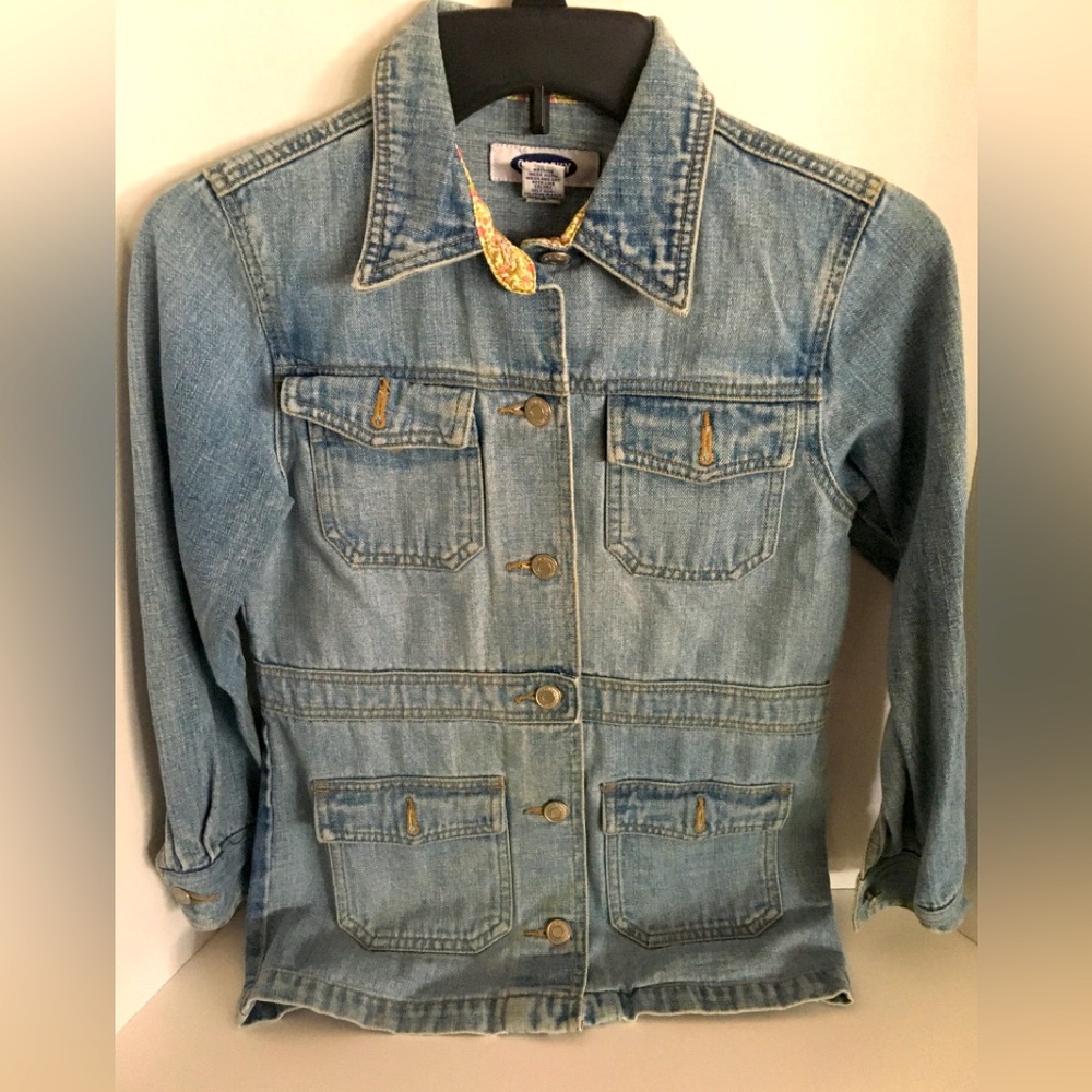 Old Navy Floral Colar - Denim/Jean Jacket Girls Size 8 - Vintage/Retro Cute
